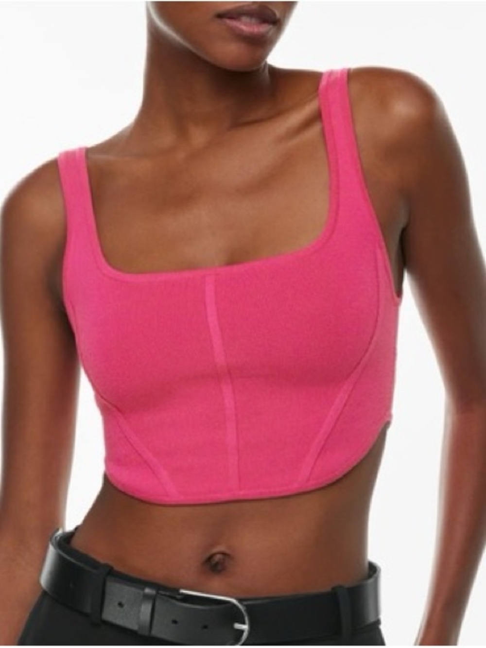 Babaton Hot Pink Square-Neck Cropped Tank Top active M